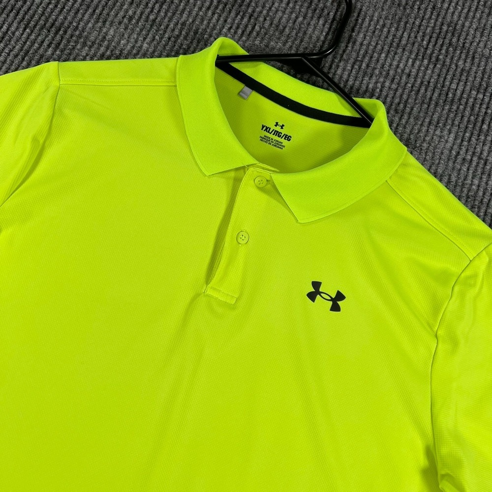 Under Armour Polo Shirt Youth Boys XL Extra Large Neon Green Short Sleeve